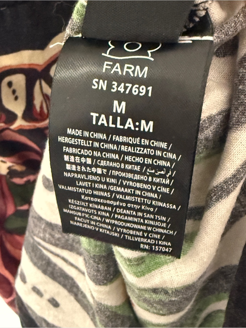 FARM Rio Black Midi Dress with Green & Red Floral Panels - Picture 6 of 7